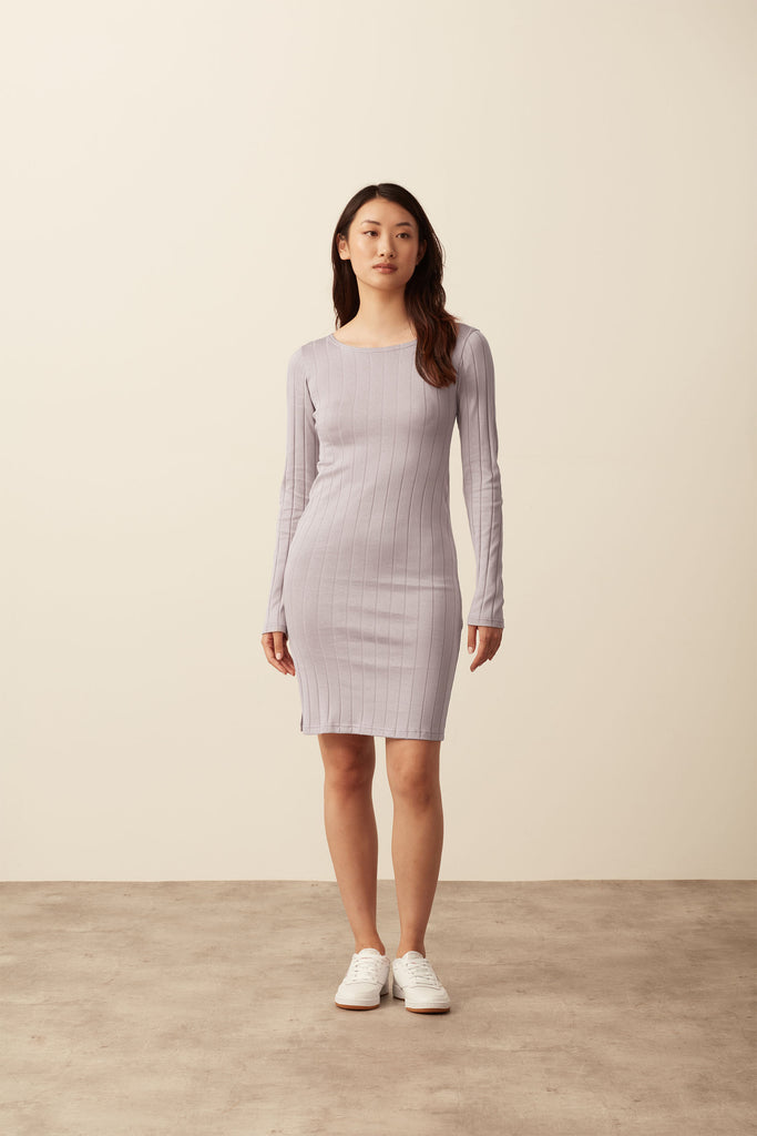 Persica Ribbed Midi Dress Dress 100% Organic Cotton 6 Pink Clay 