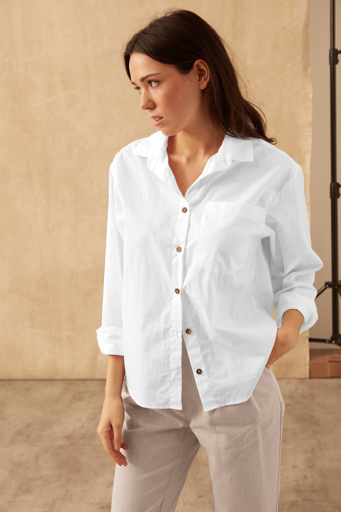 Lilium Oversized Shirt - White Shirt 100% Organic Cotton   