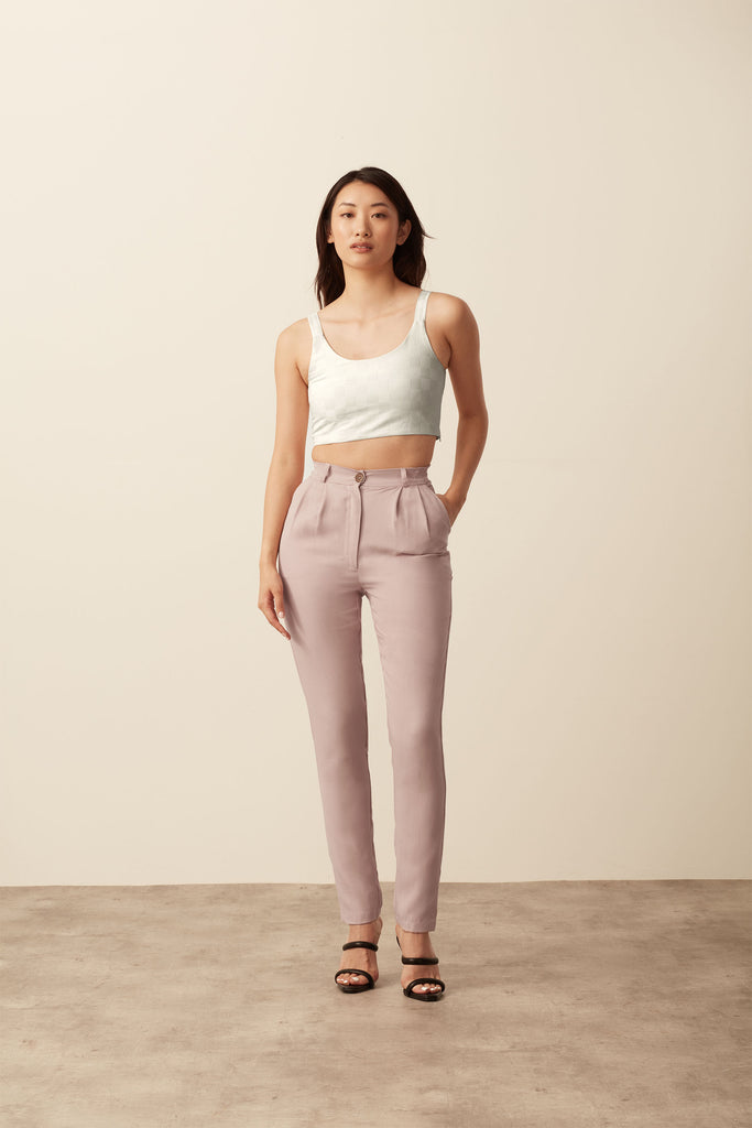 Abelia Pleated Tailored Trousers - Rose Trousers 100% Tencel 6 Rose 