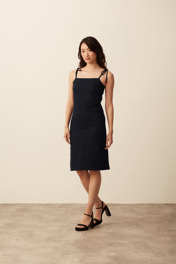 Delphinium Apron Dress - Black Dress 100% Organic Cotton 6 Black 