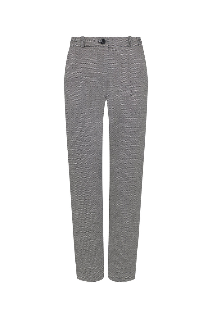 Dahlia Straight Leg Crop Trousers - Grey Chevron Trousers 100% Organic Cotton   